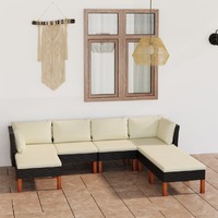  7 Piece Garden Lounge Set with Cushions Poly Rattan Black