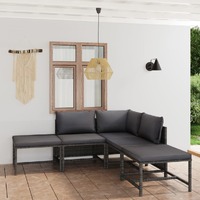  6 Piece Garden Lounge Set with Cushions Poly Rattan Grey
