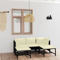  5 Piece Garden Lounge Set with Cushions Poly Rattan Black