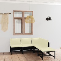  5 Piece Garden Lounge Set with Cushions Poly Rattan Black