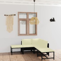  6 Piece Garden Lounge Set with Cushions Poly Rattan Black
