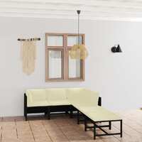  6 Piece Garden Lounge Set with Cushions Poly Rattan Black