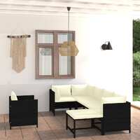  7 Piece Garden Lounge Set with Cushions Poly Rattan Black