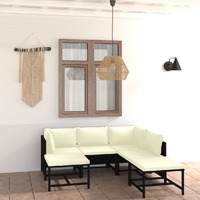  7 Piece Garden Lounge Set with Cushions Poly Rattan Black