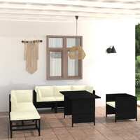  8 Piece Garden Lounge Set with Cushions Poly Rattan Black