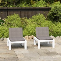  Garden Lounge Chairs with Cushions 2 pcs Plastic White