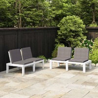  Garden Lounge Benches with Cushions 2 pcs Plastic White