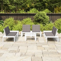  6 Piece Garden Lounge Set with Cushions Plastic White