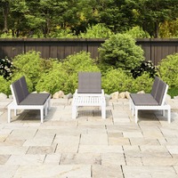  4 Piece Garden Lounge Set with Cushions Plastic White