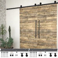  Sliding Door Hardware Kits 2 pcs 200 cm Steel Black