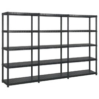  Storage Shelf 5-Tier Black 255x40x185 cm Plastic