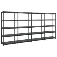  Storage Shelf 5-Tier Black 340x40x185 cm Plastic