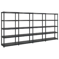 Storage Shelf 5-Tier Black 366x45.7x185 cm Plastic