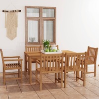 7 Piece Garden Dining Set Solid Teak Wood