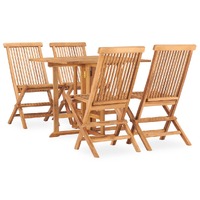  5 Piece Folding Outdoor Dining Set Solid Teak Wood