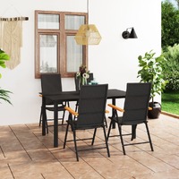  5 Piece Garden Dining Set Black and Brown
