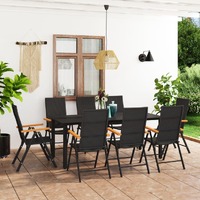  9 Piece Garden Dining Set Black and Brown