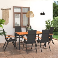  7 Piece Garden Dining Set Black and Brown