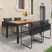  5 Piece Garden Dining Set PVC Rattan Black and Brown