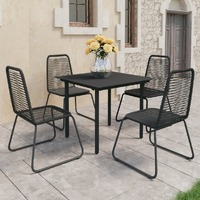  5 Piece Garden Dining Set PVC Rattan Black