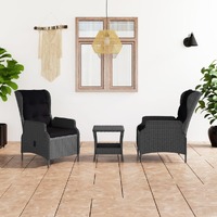  3 Piece Garden Lounge Set with Cushions Poly Rattan Dark Grey