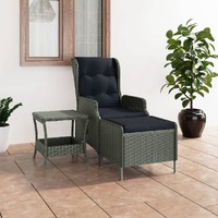  2 Piece Garden Lounge Set with Cushions Poly Rattan Light Grey