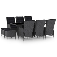  9 Piece Outdoor Dining Set with Cushions Poly Rattan Dark Grey