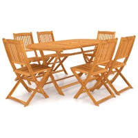  7 Piece Folding Garden Dining Set Solid Wood Acacia