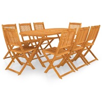  9 Piece Folding Garden Dining Set Solid Wood Acacia