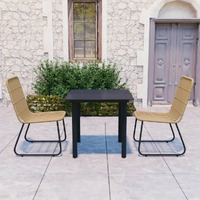  3 Piece Outdoor Dining Set Poly Rattan and Glass