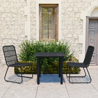  3 Piece Outdoor Dining Set Poly Rattan and Glass