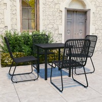  5 Piece Outdoor Dining Set Poly Rattan and Glass