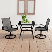  3 Piece Garden Dining Set Textilene and Steel