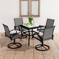  5 Piece Garden Dining Set Textilene and Steel