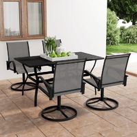  5 Piece Garden Dining Set Textilene and Steel