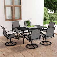  7 Piece Garden Dining Set Textilene and Steel