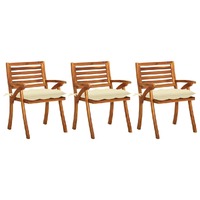  Garden Dining Chairs with Cushions 3 pcs Solid Acacia Wood
