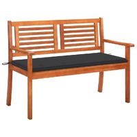  2-Seater Garden Bench with Cushion 120 cm Solid Eucalyptus Wood