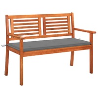  2-Seater Garden Bench with Cushion 120 cm Solid Eucalyptus Wood
