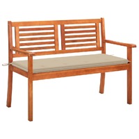  2-Seater Garden Bench with Cushion 120 cm Solid Eucalyptus Wood
