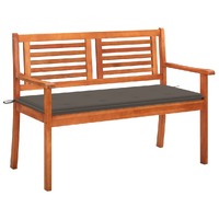  2-Seater Garden Bench with Cushion 120 cm Solid Eucalyptus Wood