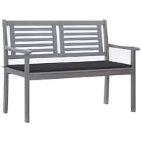  2-Seater Garden Bench with Cushion 120 cm Grey Eucalyptus Wood