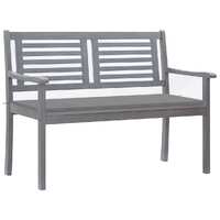  2-Seater Garden Bench with Cushion 120 cm Grey Eucalyptus Wood