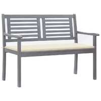  2-Seater Garden Bench with Cushion 120 cm Grey Eucalyptus Wood