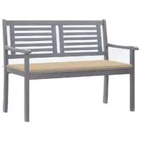  2-Seater Garden Bench with Cushion 120 cm Grey Eucalyptus Wood