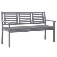  3-Seater Garden Bench with Cushion 150 cm Grey Eucalyptus Wood