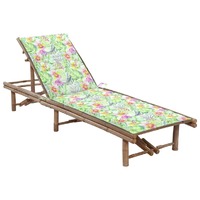  Garden Sun Lounger with Cushion Bamboo