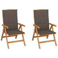  Garden Chairs 2 pcs with Taupe Cushions Solid Teak Wood