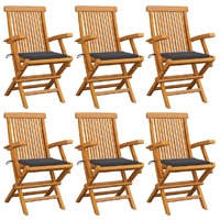  Garden Chairs with Anthracite Cushions 6 pcs Solid Teak Wood