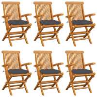  Garden Chairs with Anthracite Cushions 6 pcs Solid Teak Wood